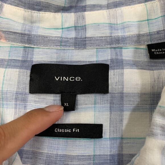 Vince Shirt Mens XL Extra Large Classic Fit Long Sleeve Lightweight Linen Blend - Picture 4 of 11